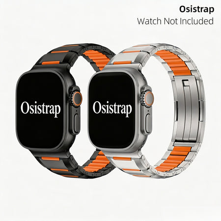 Osistrap Premium Two-Tone Stainless Steel Silicone Inlaid Watch Band, Rugged Sport Metal Link Bracelet for Men, Compatible With Apple Watch 38/40/41/42/44/45/46/49mm Series 1-11, SE & Ultra