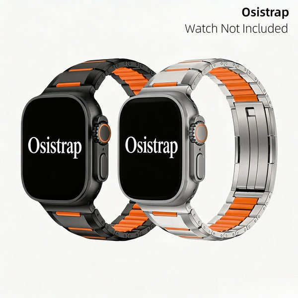 Osistrap Premium Two-Tone Stainless Steel Silicone Inlaid Watch Band, Rugged Sport Metal Link Bracelet for Men, Compatible With Apple Watch 38/40/41/42/44/45/46/49mm Series 1-11, SE & Ultra