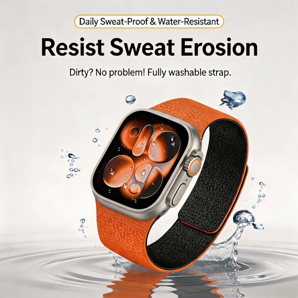 Osistrap Lychee-Textured Magnetic Silicone Watch Band, Compatible with Apple Watch 38/40/41/42/44/45/46/49mm Series 1-11 SE Ultra, Dual‑Color Reversible Strap, Sport Daily Wear Adjustable Magnetic Wristband