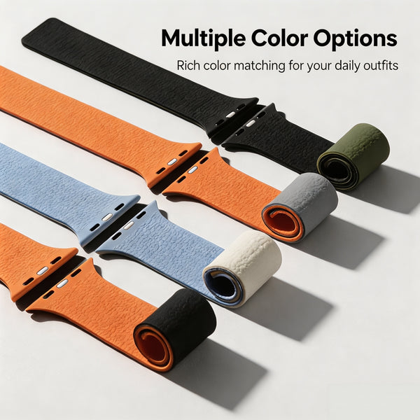 Osistrap Lychee-Textured Magnetic Silicone Watch Band, Compatible with Apple Watch 38/40/41/42/44/45/46/49mm Series 1-11 SE Ultra, Dual‑Color Reversible Strap, Sport Daily Wear Adjustable Magnetic Wristband